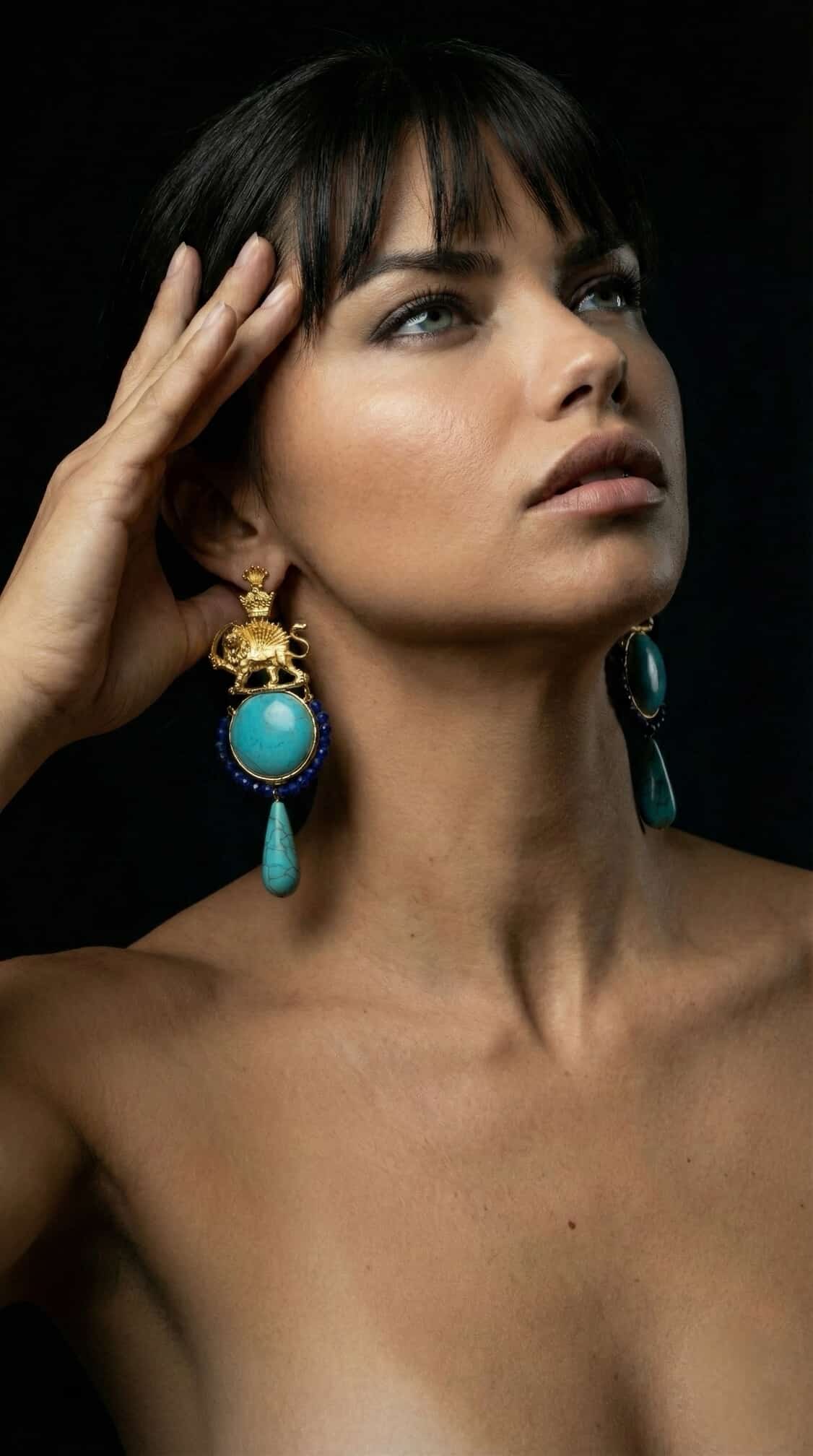 Pahlavi crown, Lion & sun Handmade light earrings