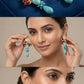 Crowned Ruby & Turquoise Drop Earrings
