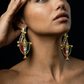 Handmade Persian Map Earrings – Lion & Sun Crown Design | Enamel & Crystal Luxury Statement Jewelry