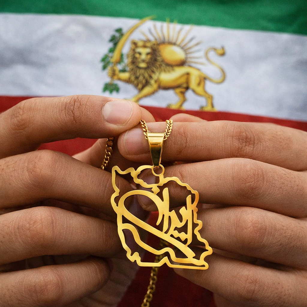 Persian Gulf iran iranian map necklace Earrings Set