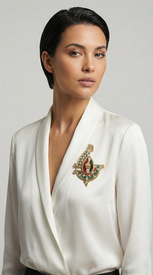 Handmade iran map brooch