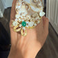 Handmade Statement Pearl Ring – Mother of Pearl & Green Stone Adjustable Ring | Baharnaz -Luxury Handmade Pearl Statement Ring | Baharnaz