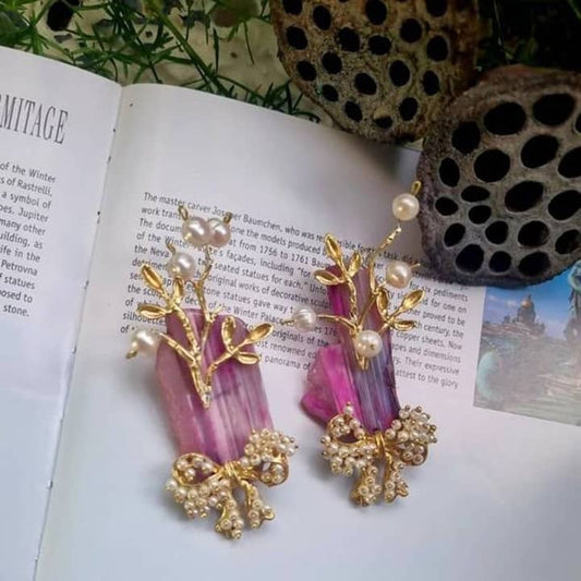 SAHEREH, Amethyst Blossom Earrings with Lavender Stone