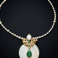 One of a Kind Pearl & Green Agate Necklace – Mother of Pearl Handmade Statement Jewelry
