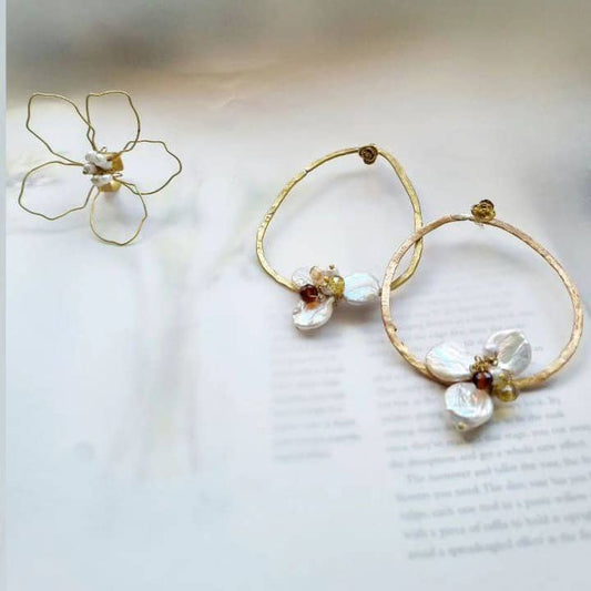 Blossom Delight Gold Hoop Earrings