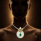 One of a Kind Pearl & Green Agate Necklace – Mother of Pearl Handmade Statement Jewelry