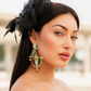 Handmade Persian Map Earrings – Lion & Sun Crown Design | Enamel & Crystal Luxury Statement Jewelry