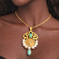 Handmade unique limited edition coin necklace inspired by Pahlavi. Turquoise stone.