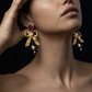 Gold Leaf Handmade Bow & Rose Earrings