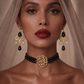 Handmade Black Onyx Choker Necklace & Onyx Earrings Set – Persian Calligraphy “Eshgh” Necklace with Freshwater Pearls | One of a Kind