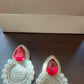 Pahlavi Coin Statement Earrings – Persian 1 Yek Rial Design with Pearls & Red Crystal