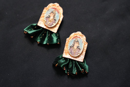 Vintage Portrait Velvet Earrings