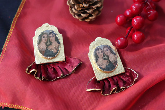 Vintage Portrait Velvet Earrings