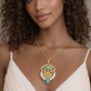 Handmade unique limited edition coin necklace inspired by Pahlavi. Turquoise stone.