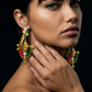 Handmade Persian Map Earrings – Lion & Sun Crown Design | Enamel & Crystal Luxury Statement Jewelry