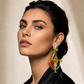 Handmade Persian Map Earrings – Lion & Sun Crown Design | Enamel & Crystal Luxury Statement Jewelry