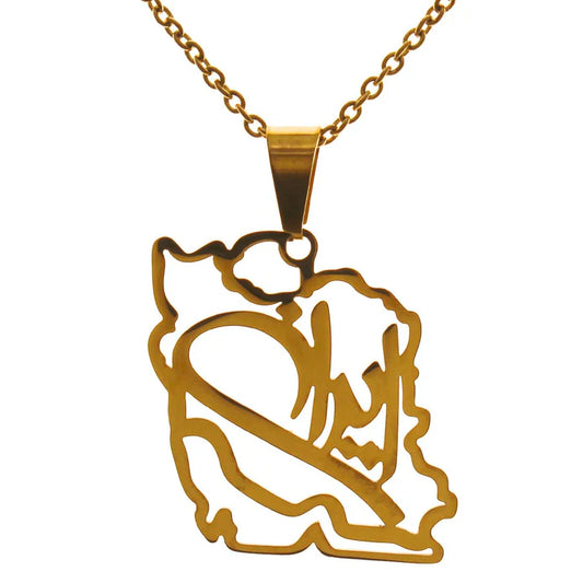 Persian Gulf iran iranian map necklace Earrings Set