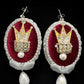 Handmade velvet crown earrings