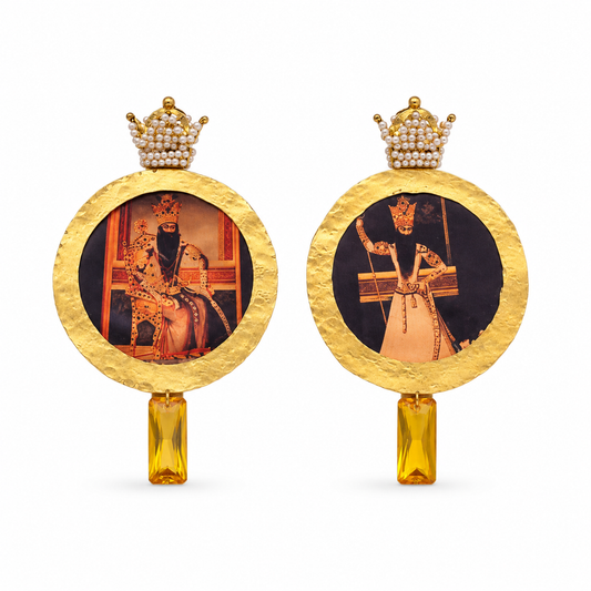 THE KING, Royal Persian Miniature Earrings With Gold-Tone Detailing