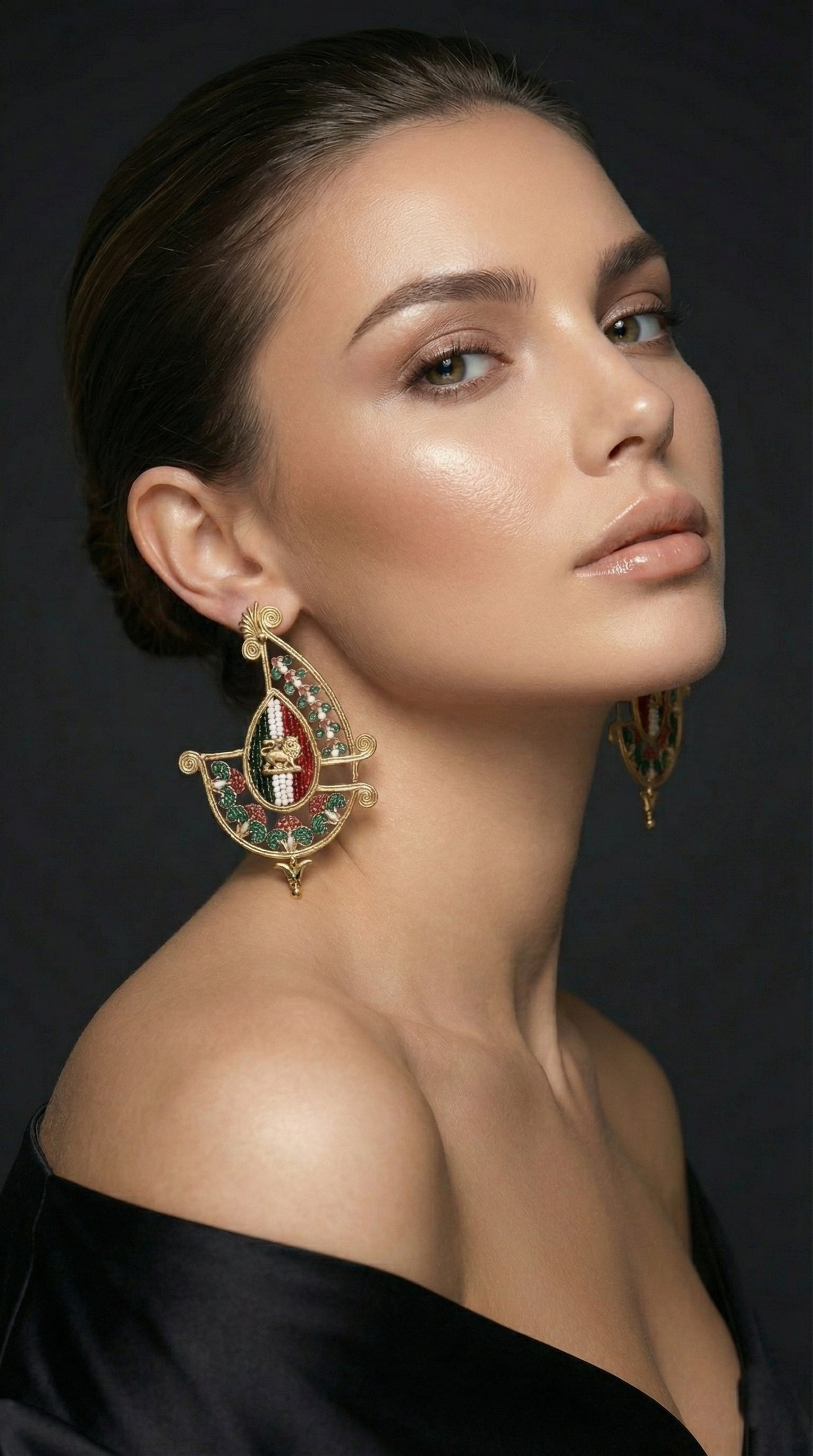 Iran Handmade earrings with Lion and sun sign