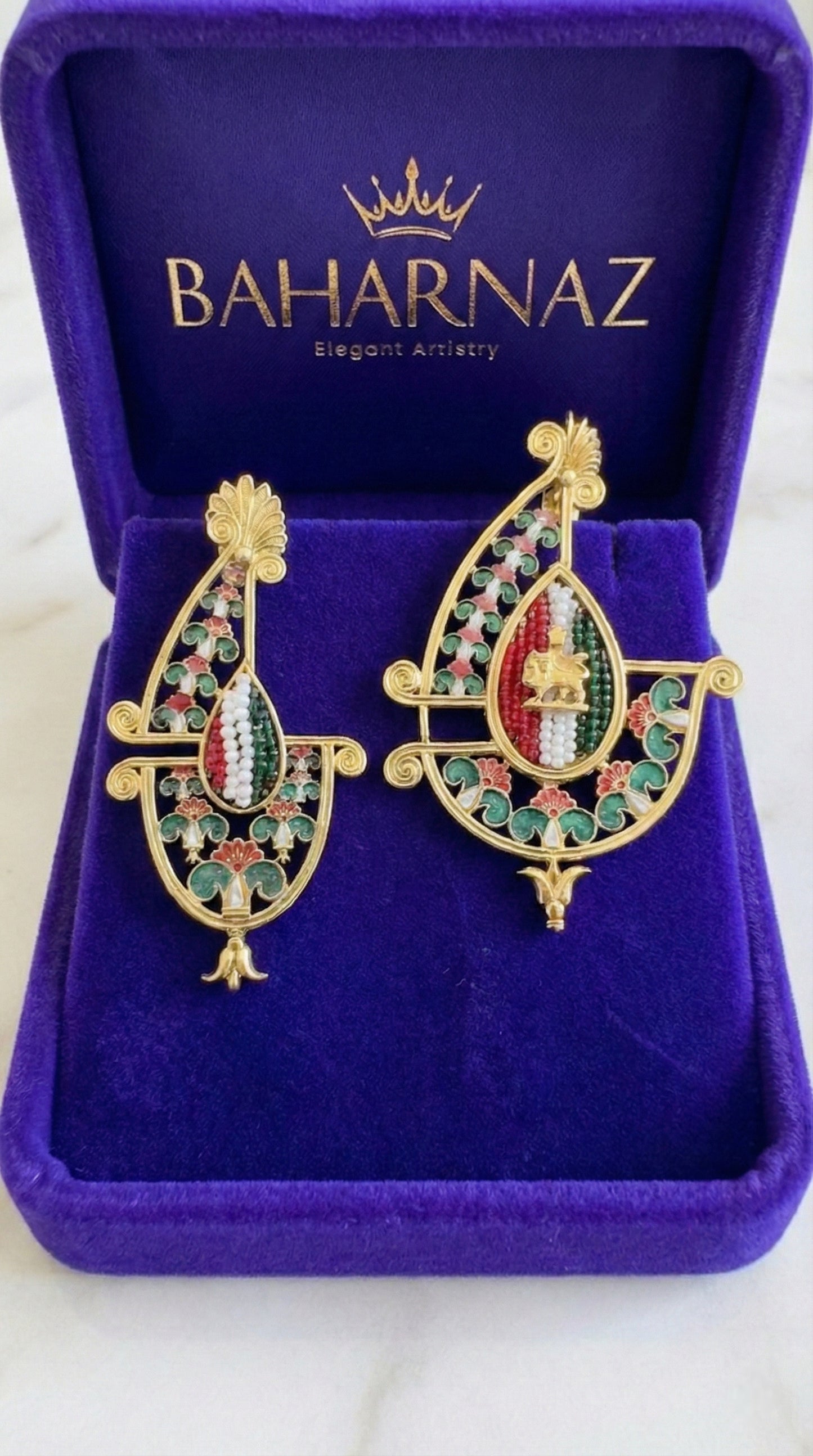 Iran Handmade earrings with Lion and sun sign