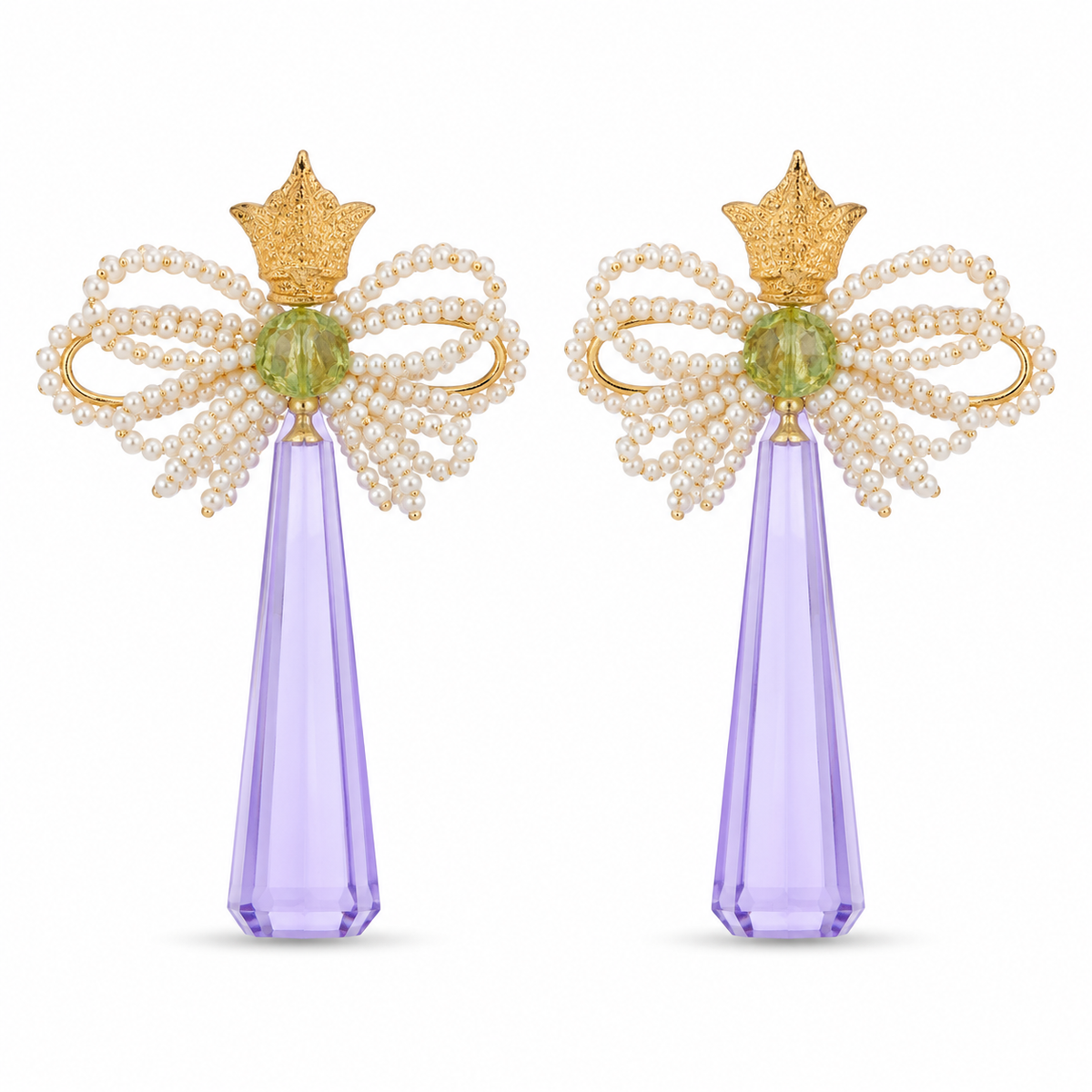 Beautiful handmade earrings and choker . With natural pearls and Amethyststone