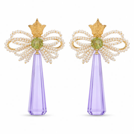 Beautiful handmade earrings and choker . With natural pearls and Amethyst stone