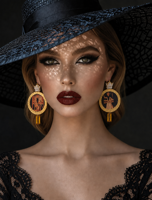 THE KING, Royal Persian Miniature Earrings With Gold-Tone Detailing