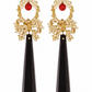 ALICE, Elegant Handmade Earrings with Ruby and Black Pyramid Stone