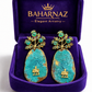 Handmade Blue Oxidized Lion & Sun Earrings – Luxury Turquoise Statement Jewelry