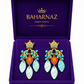 Handmade Pahlavi Crown Earrings – Turquoise Shell, Orange Agate & Turquoise Stone Statement Earrings | Baharnaz