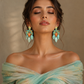 Handmade Pahlavi Crown Earrings – Turquoise Shell, Orange Agate & Turquoise Stone Statement Earrings | Baharnaz