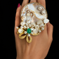 Handmade Statement Pearl Ring – Mother of Pearl & Green Stone Adjustable Ring | Baharnaz -Luxury Handmade Pearl Statement Ring | Baharnaz