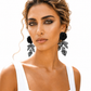 Black Rose Statement Earrings – Gothic Floral Lace Earrings, Handmade Oversized Black Flower Earrings, Elegant Fashion Jewelry for Women