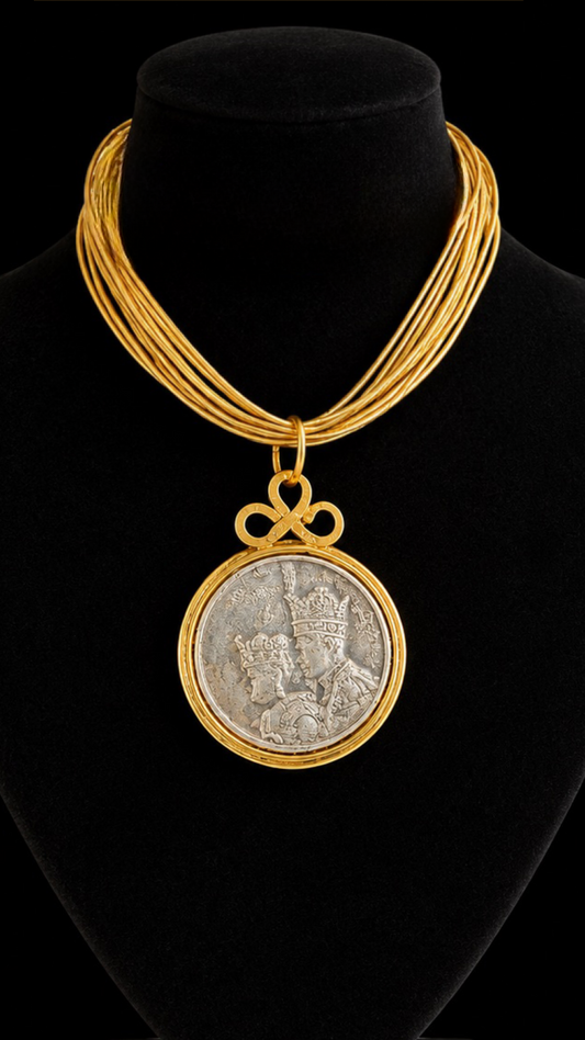 Vintage Shah & Farah Coin Necklace – Handmade Persian Royal Coin Pendant | Baharnaz Gallery