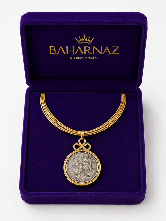 Vintage Shah & Farah Coin Necklace – Handmade Persian Royal Coin Pendant | Baharnaz Gallery