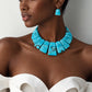 set Luxury & Shiny Gemstone-like Fluid Style Necklace & Earrings Set Suitable For Women Daily Wear, Evening Party, Birthday Gift