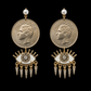 Limited edition Handmade Authentic Pahlavi Coin Evil Eye Statement Earrings
