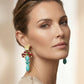 Crowned Ruby & Turquoise Drop Earrings