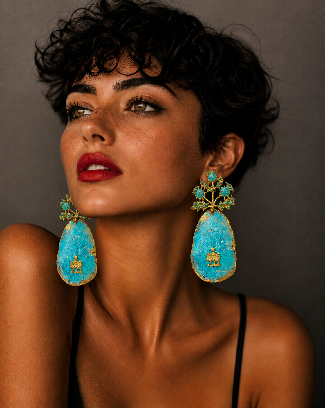 Handmade Blue Oxidized & Earrings – Luxury Turquoise Statement Jewelry