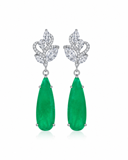 Coquette Botanical Earrings, Gold-Plated Alloy- Faux Crystal