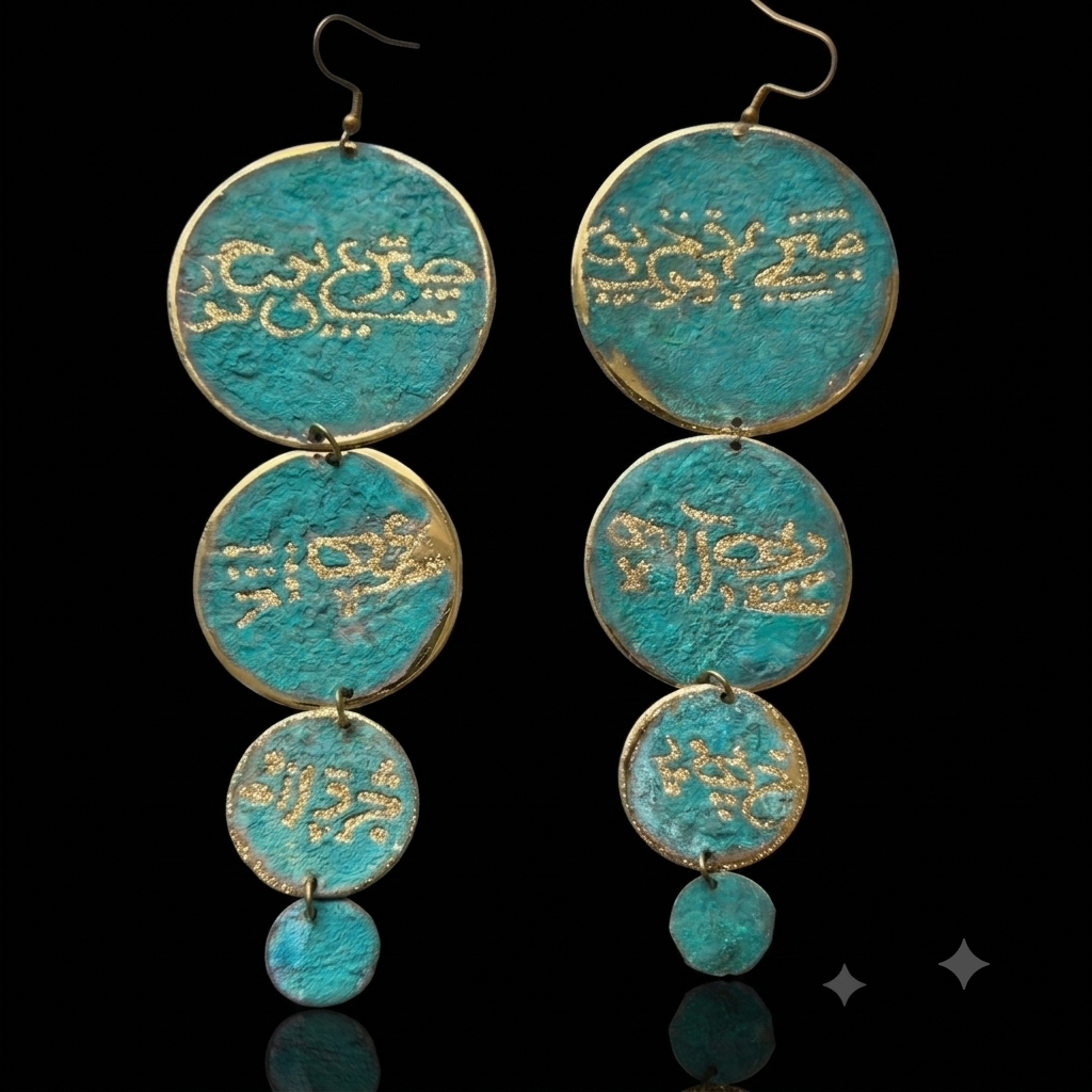 Handmade Oxidized Statement Earrings | Karshemah Calligraphy Art