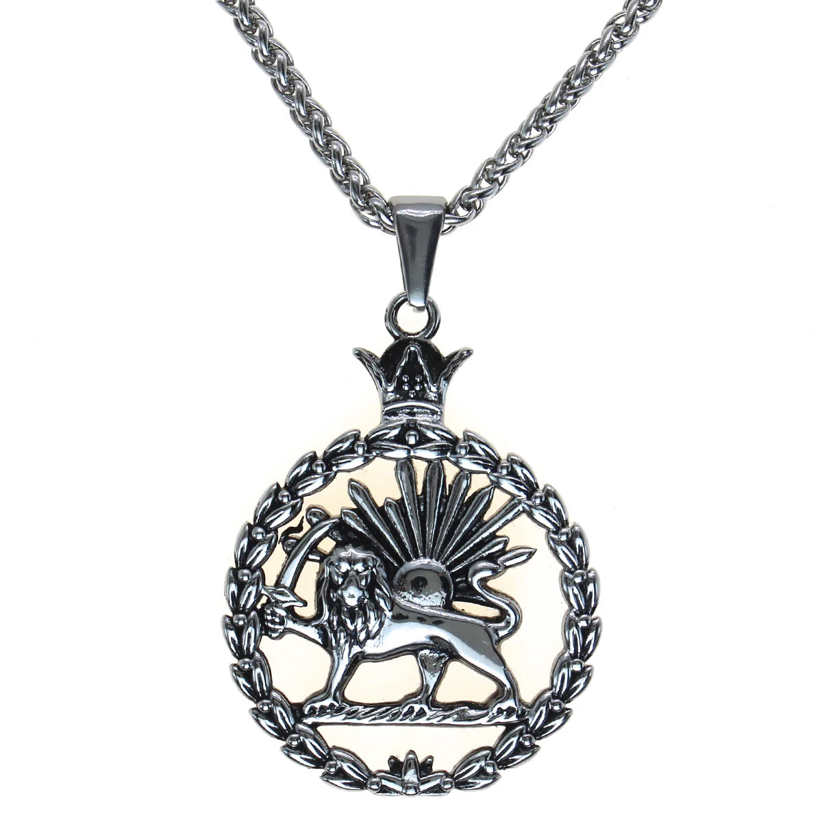 Iranian Persian Pahlavi Lion and sun Shiro Khorshid Necklace