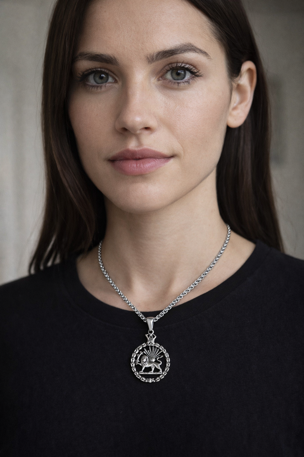 Iranian Persian Pahlavi Lion and sun Shiro Khorshid Necklace