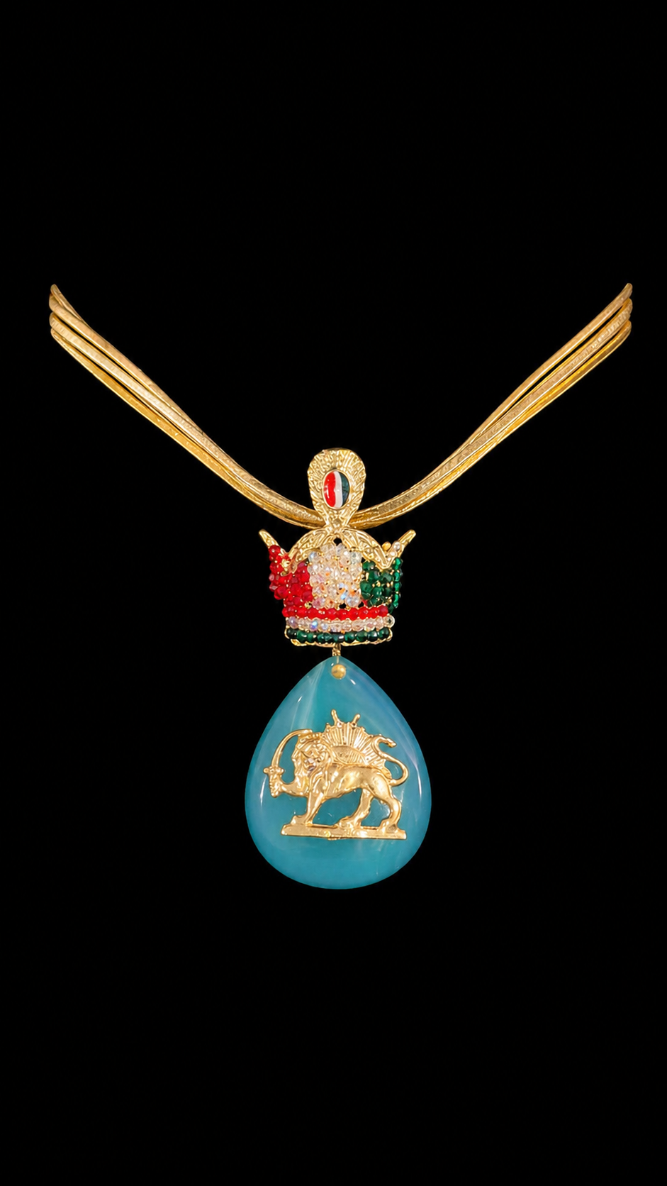 Royal Lion Green Agate Necklace – Persian Heritage Statement Piece