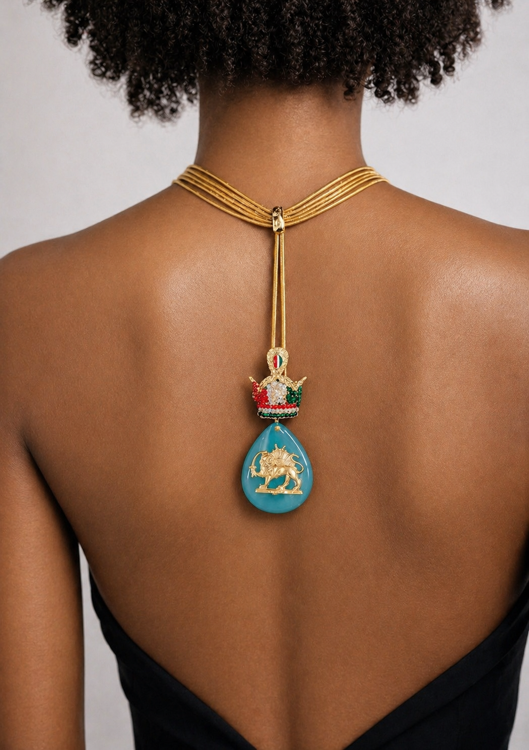 Royal Lion Green Agate Necklace – Persian Heritage Statement Piece