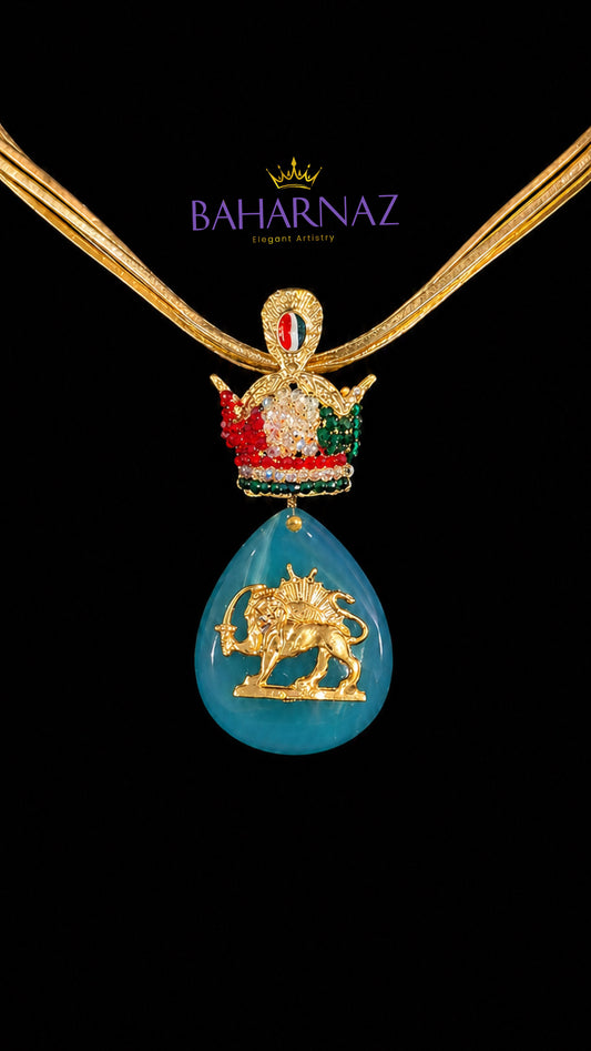 Royal Lion Green Agate Necklace – Persian Heritage Statement Piece