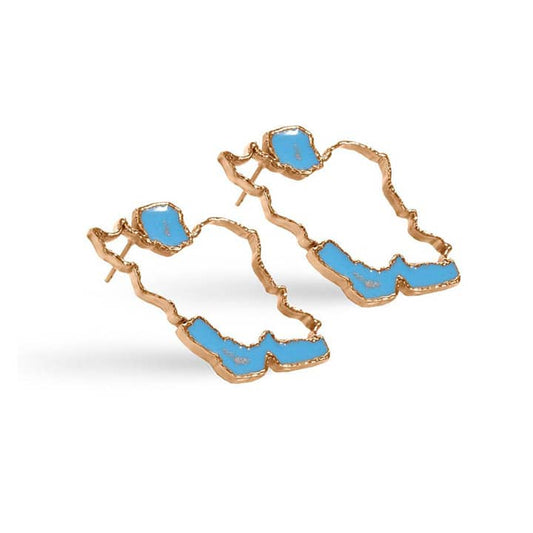 THE IRAN MAP, 18-Carat Gold-Plated Brass Earrings for Girls and Women