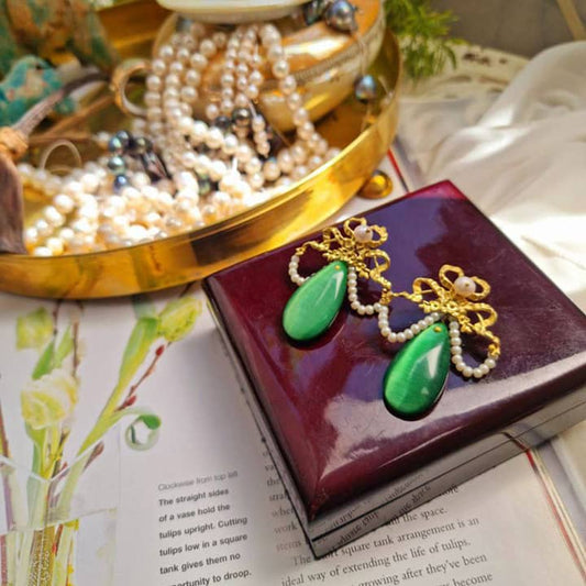 MAHSA، Royal Serenity Pearl Drop Earrings for Girls and Women