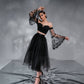 "Ethereal Calligraphy" Scuba and Tulle Ensemble by Baharnaz